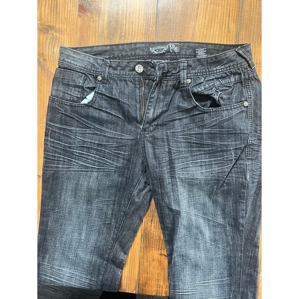 Y2K Born in Los Angeles Mens Dark Wash Straight Leg Jeans GrommetSize 36 - Picture 4 of 10